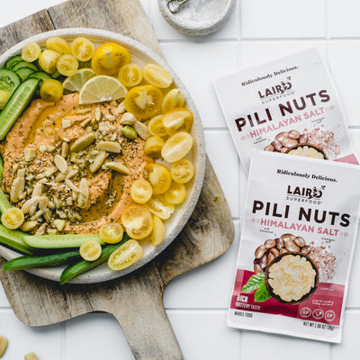 Red Pepper Hummus with Pili Nuts