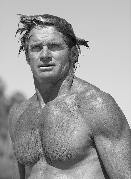 Black and white photo of Laird Hamilton