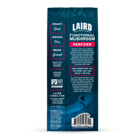 Functional Mushroom Coffee Perform Dark Roast Ground Back of Packaging