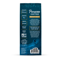 Peruvian Medium Roast Ground Coffee Back of Packaging