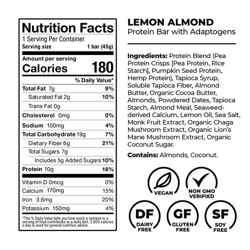 Plant Based Lemon Almond Protein Bars