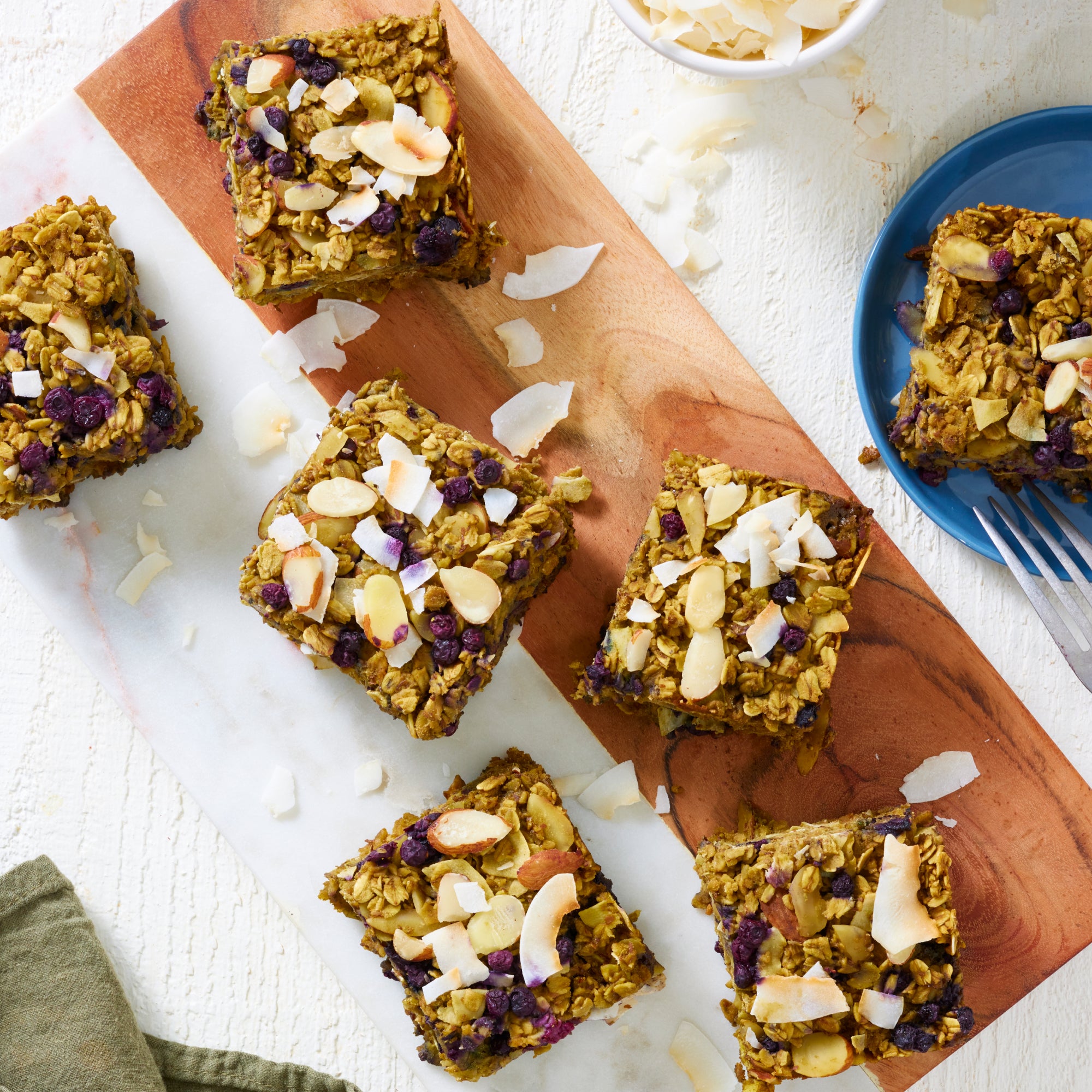 Matcha Blueberry Breakfast Bars Recipe