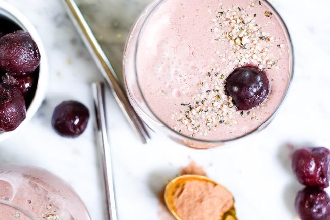 Plant based chocolate cherry smoothie recipe