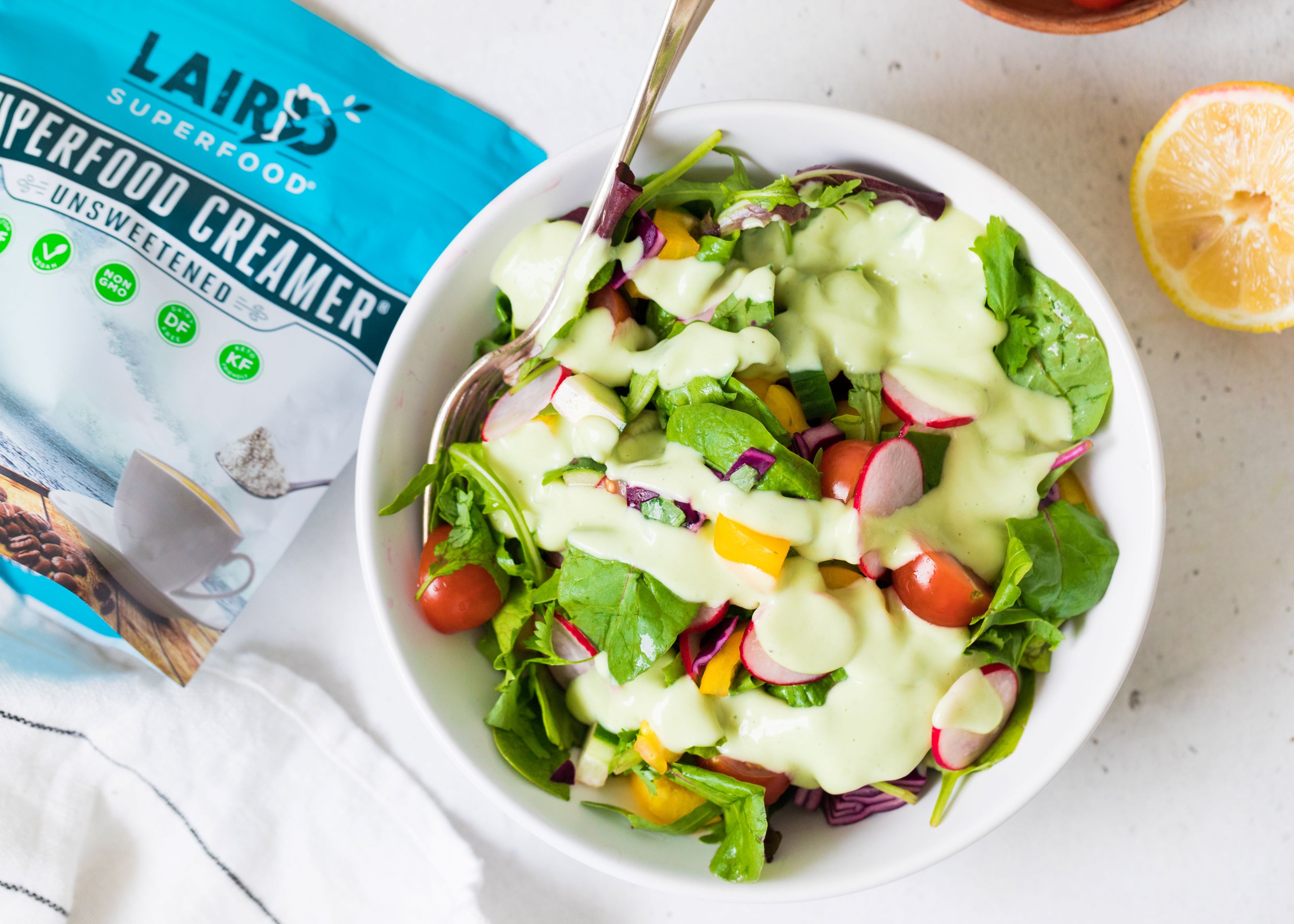 Plant-Based Rainbow Super Salad Avocado Dressing