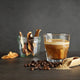 An iced latte made at home with adaptogenic mushrooms
