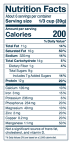 Laird Superfood Protein and Creamer Powder Nutrition Facts Panel