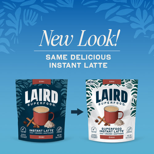 Chai Instant Latte Packaging with Old Packaging showcased next to new design