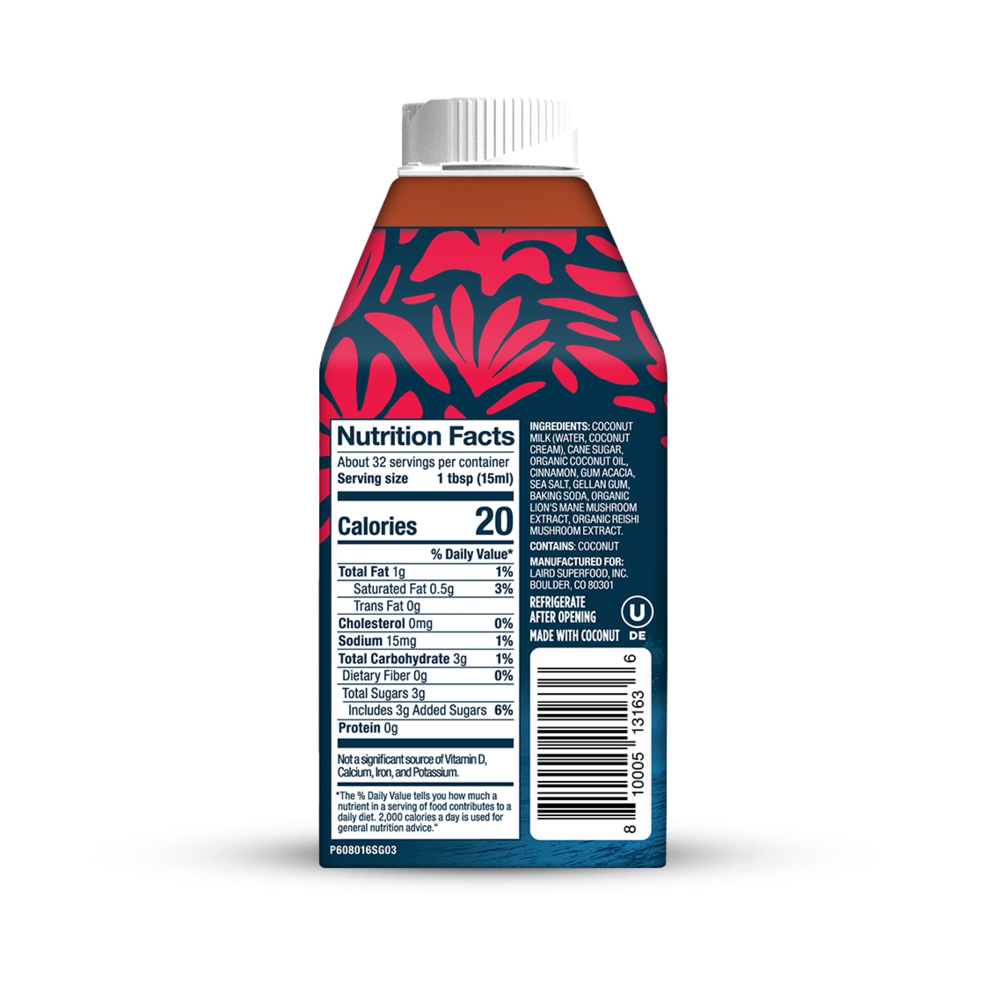 Laird Superfood Liquid Creamer Cinnamon Back of Package