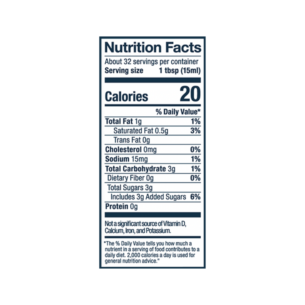 Laird Superfood Liquid Creamer Cinnamon Nutrition Fact Panel