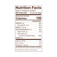 the nutrition fact panel of Laird Superfood double chocolate chip cookie mix