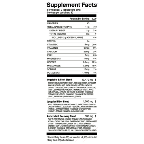 laird superfood daily reds nutrition fact panel