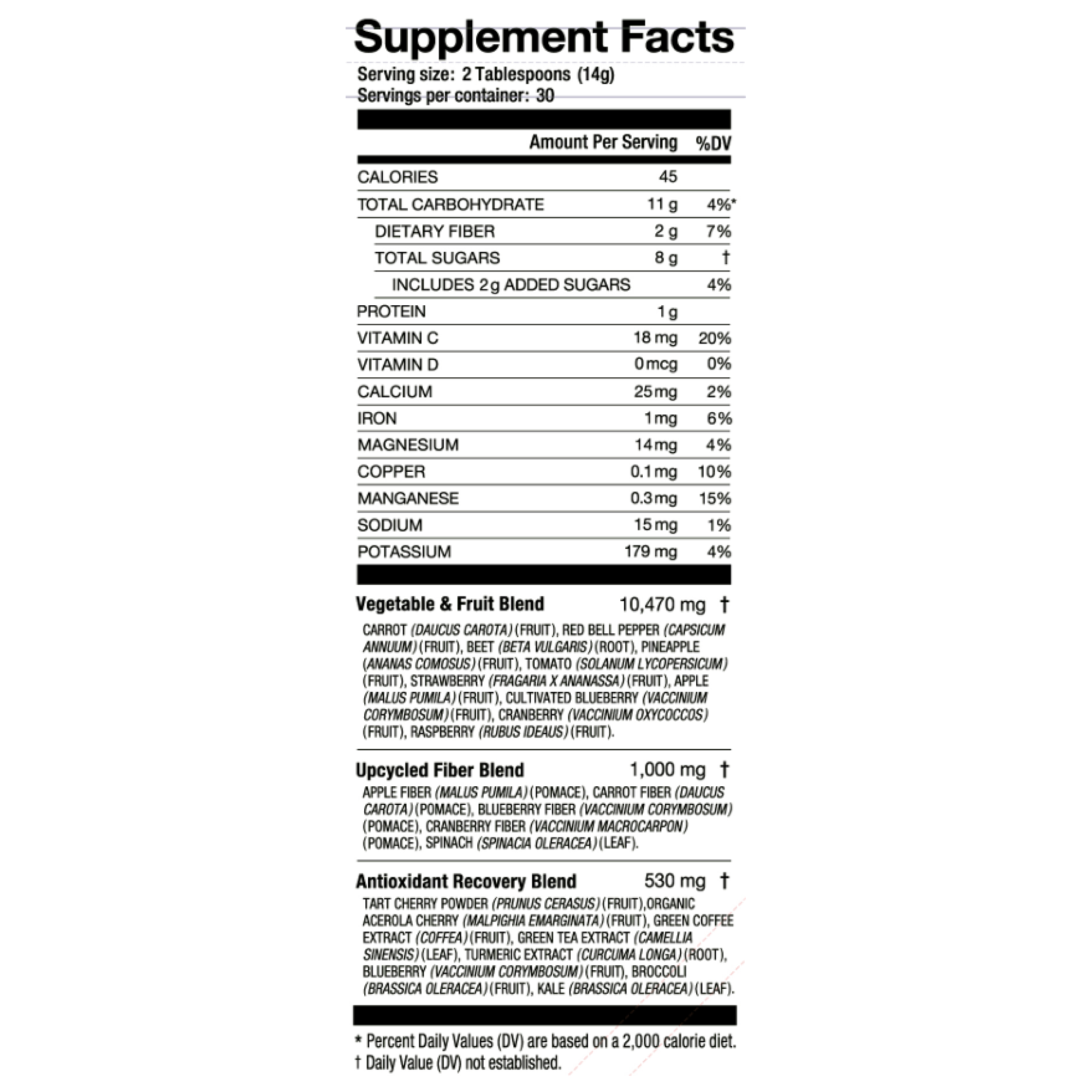 laird superfood daily reds nutrition fact panel