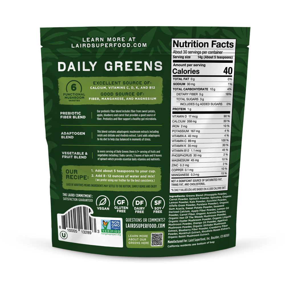 Daily Greens Powder - Prebiotic Greens Drink | Laird Superfood
