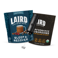 Performance Mushrooms and Laird Superfood's Sleep and Recover bundle, with free frother included