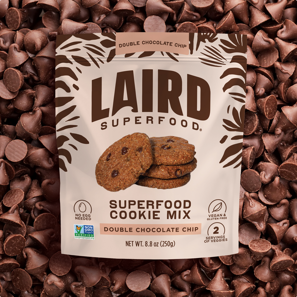 Laird Superfood cookie mix on top of chocolate chips
