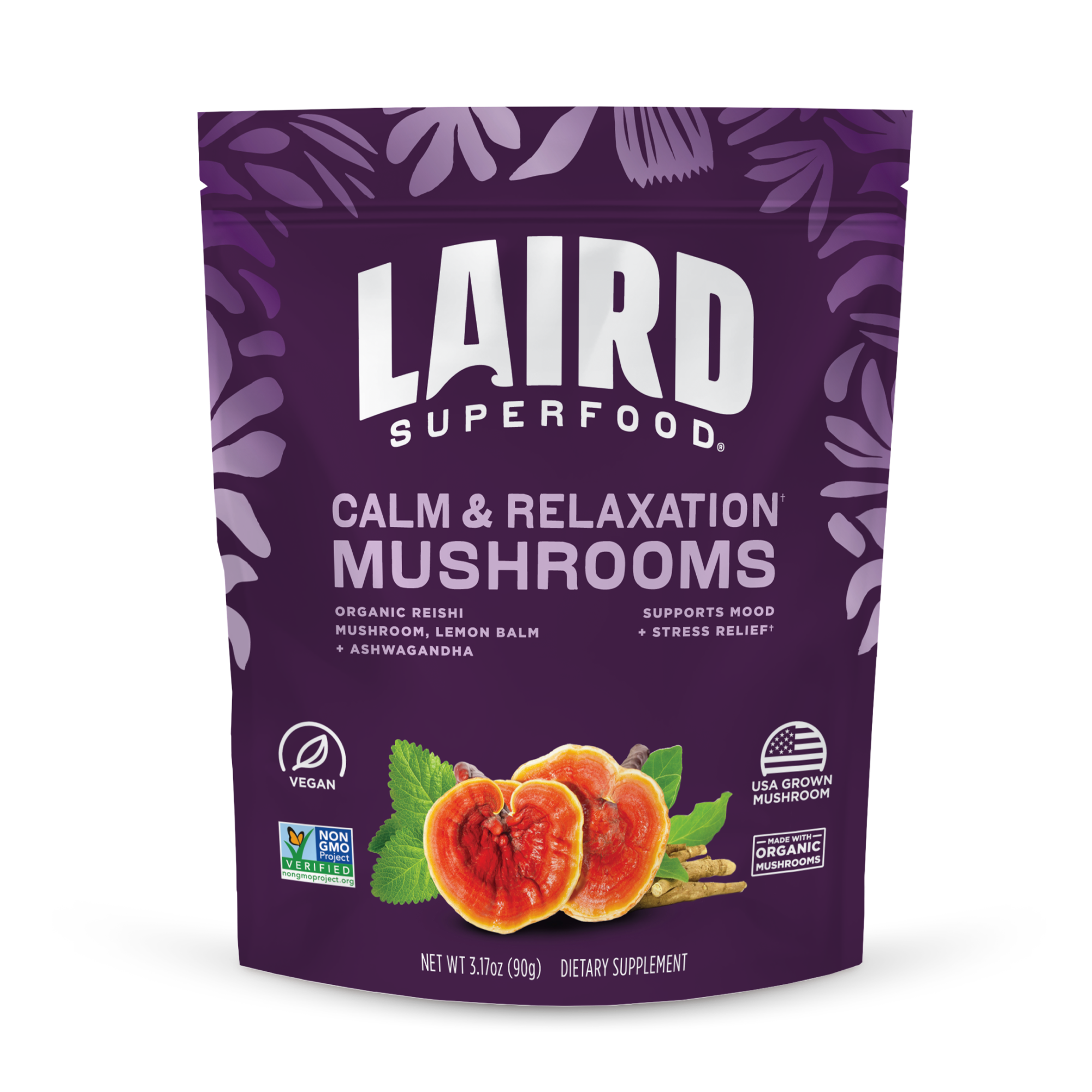 Laird Superfood calm and relaxation mushroom blend front of pack