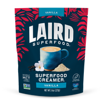 Laird Superfood Creamer package with vanilla flavor on a white background