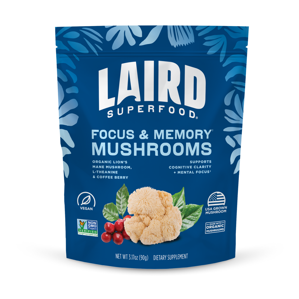 Laird Superfood focus and memory mushroom blend front of pack