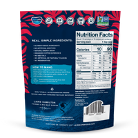 Back of a Laird Superfood package with nutrition facts and ingredients listed.