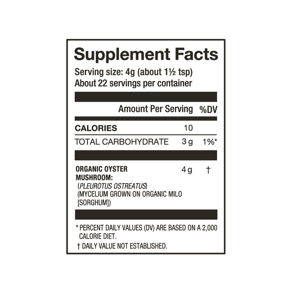 Laird Superfood organic oyster mushroom powder nutritional facts. 