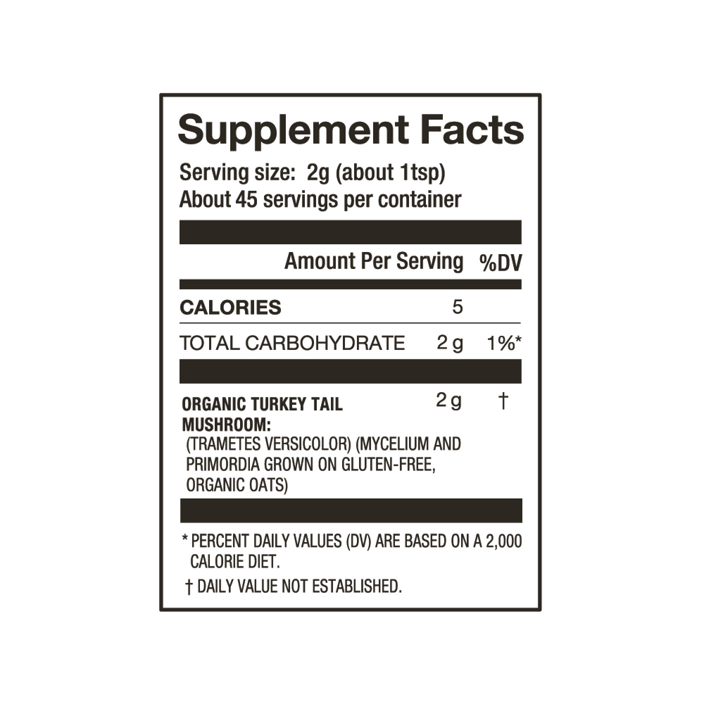 Laird Superfood organic turkey tail nutritional facts.