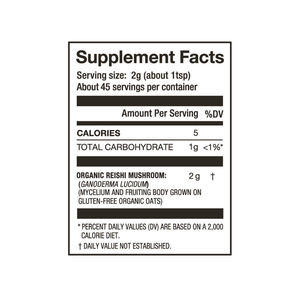 Laird Superfood Organic reishi mushroom powder nutritional facts