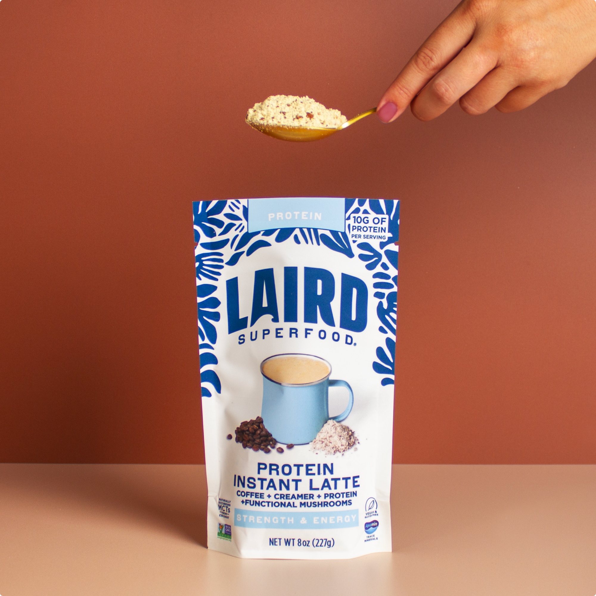 scoop of protein instant latte