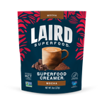 Laird Superfood Creamer package featuring a blend of coconut and plant-based ingredients for coffee enhancement.