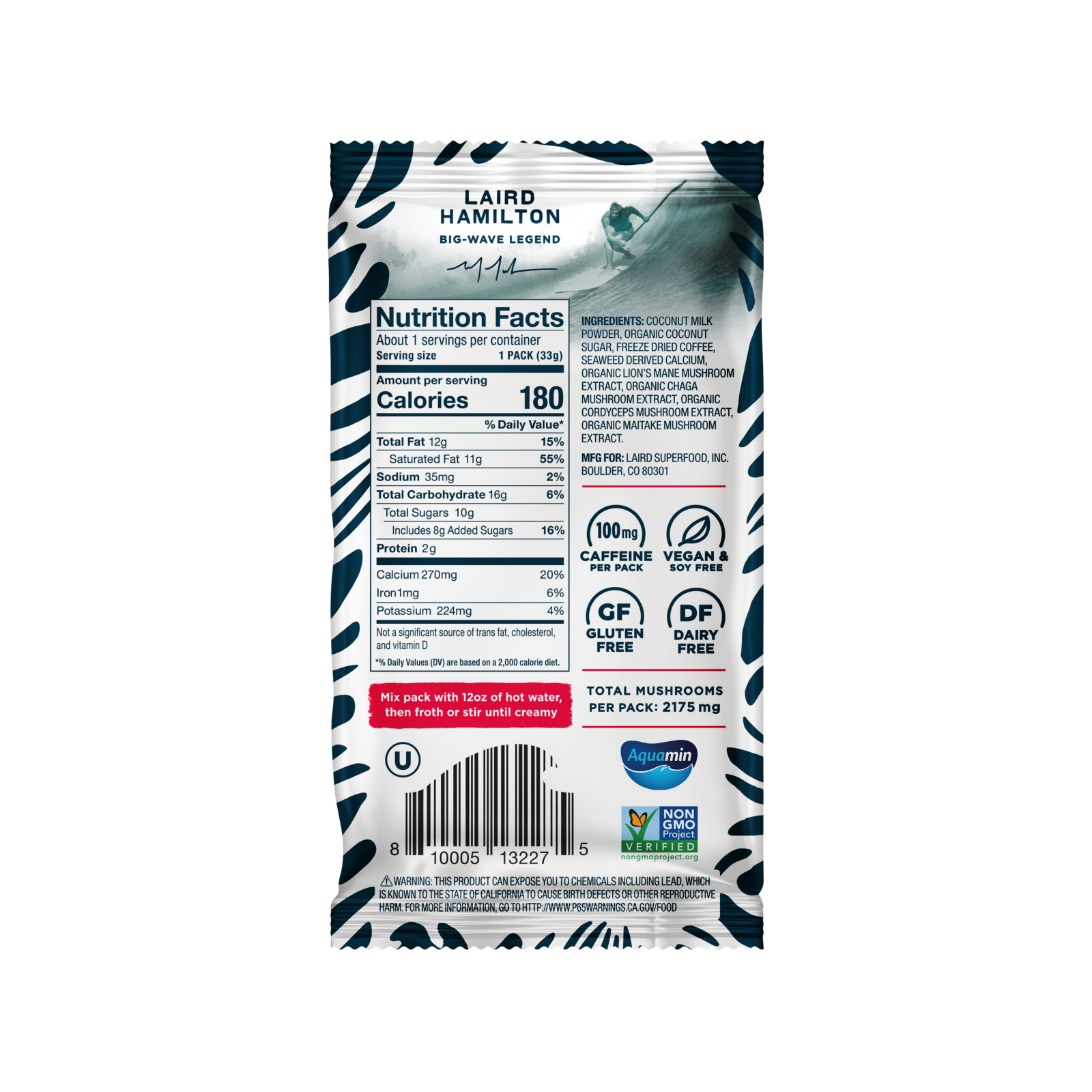 Laird Superfood Instant Latte Sachet back of packet