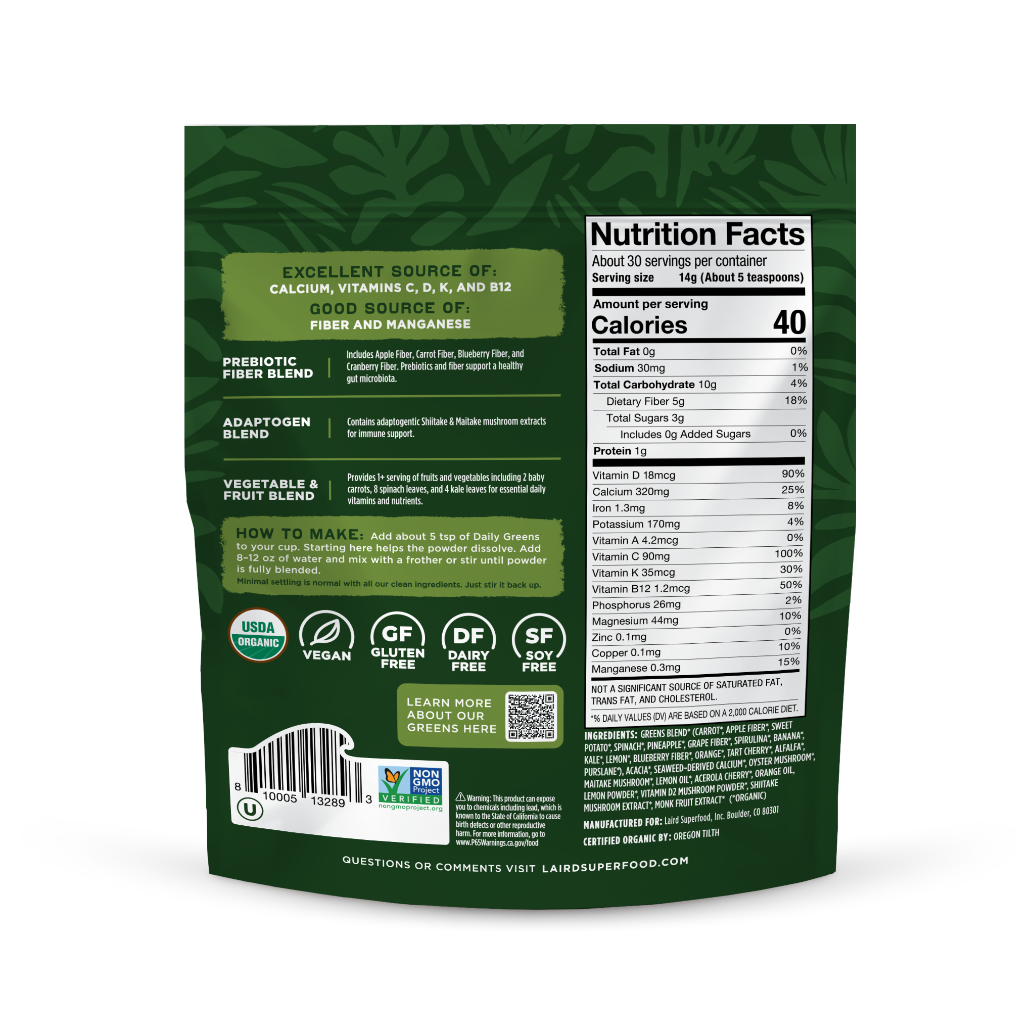 Organic Prebiotic Daily Greens