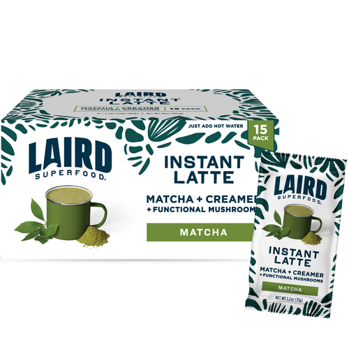 Matcha Instant Latte Single Serving by Laird Superfood 15 pack box