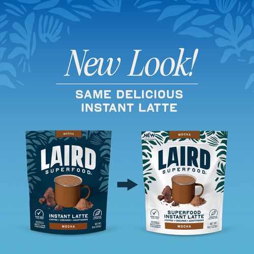 Mocha Instant Latte Old Packaging next to New Package Design