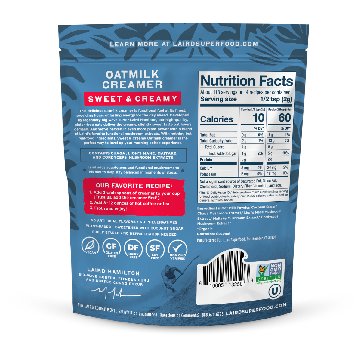Sweet & Creamy Oatmilk Creamer Laird Superfood