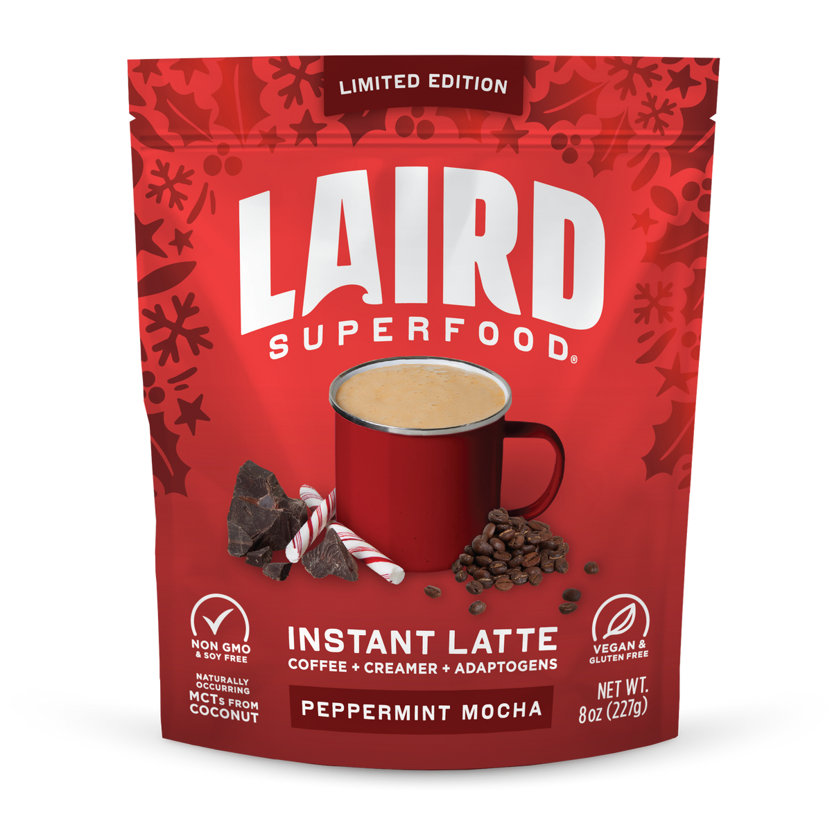 Peppermint Mocha Instant Latte with Adaptogens Laird Superfood