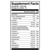 Nutrition Fact Panel for Prebiotic Daily Greens Single Serving Packet