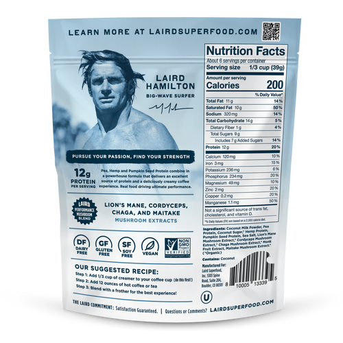 Laird Superfood Protein and Creamer Powder Back of Package