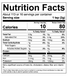 Nutrition Fact Panel for 8oz bulk package of Turmeric Superfood Creamer
