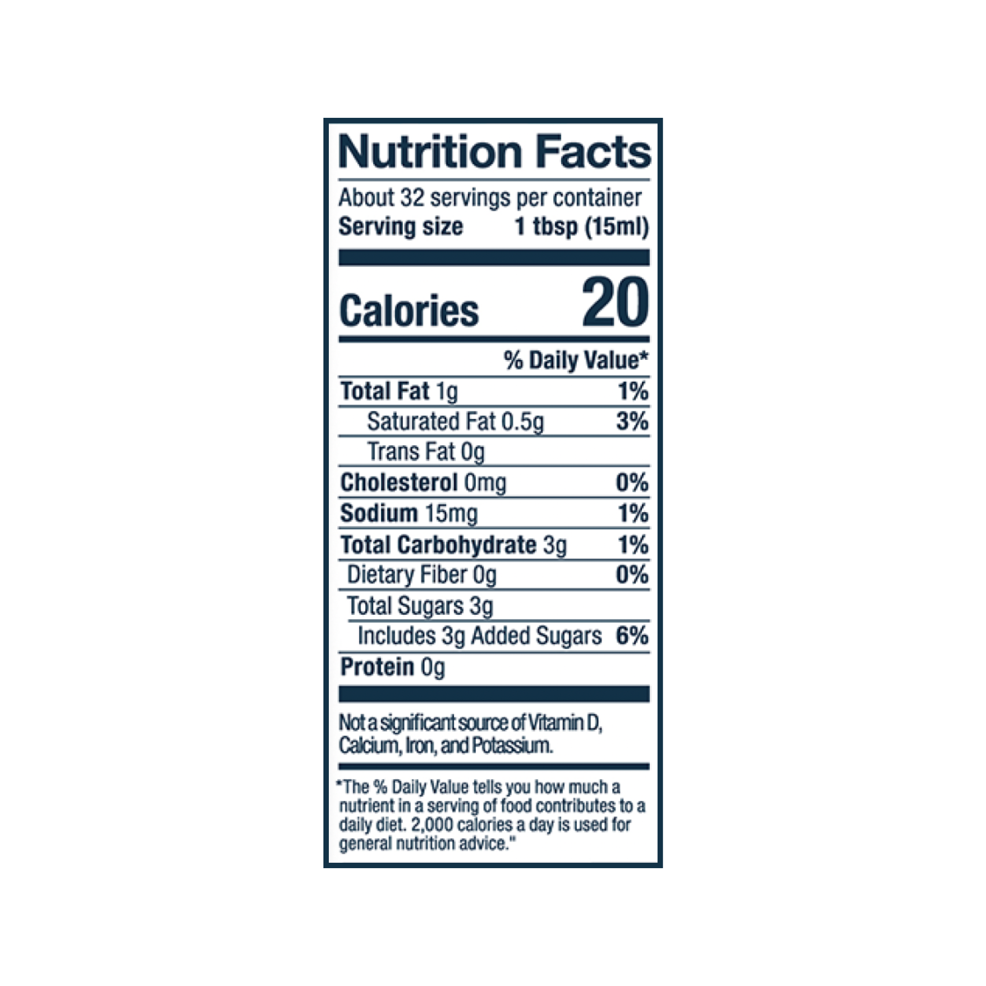 Laird Superfood Liquid Creamer Vanilla Nutrition Fact Panel