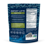 Instant Latte Matcha, back of packaging with description and nutrition facts