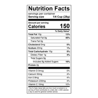 Nutrition Facts for Instant Latte Matcha