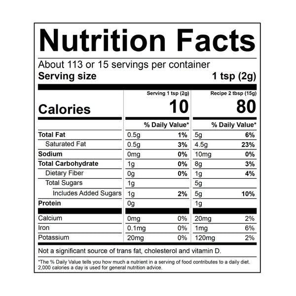 Cacao Superfood Creamer Ingredients and Nutritional Facts