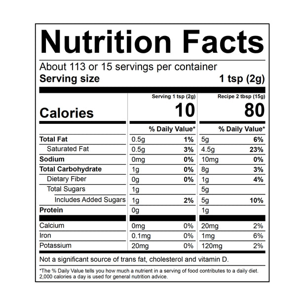 Cacao Superfood Creamer Ingredients and Nutritional Facts