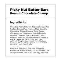 Picky Nut Butter Bars – Peanut Chocolate Champ Ingredients