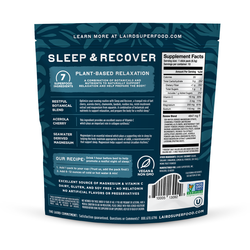 Sleep and Recover – Back of Package