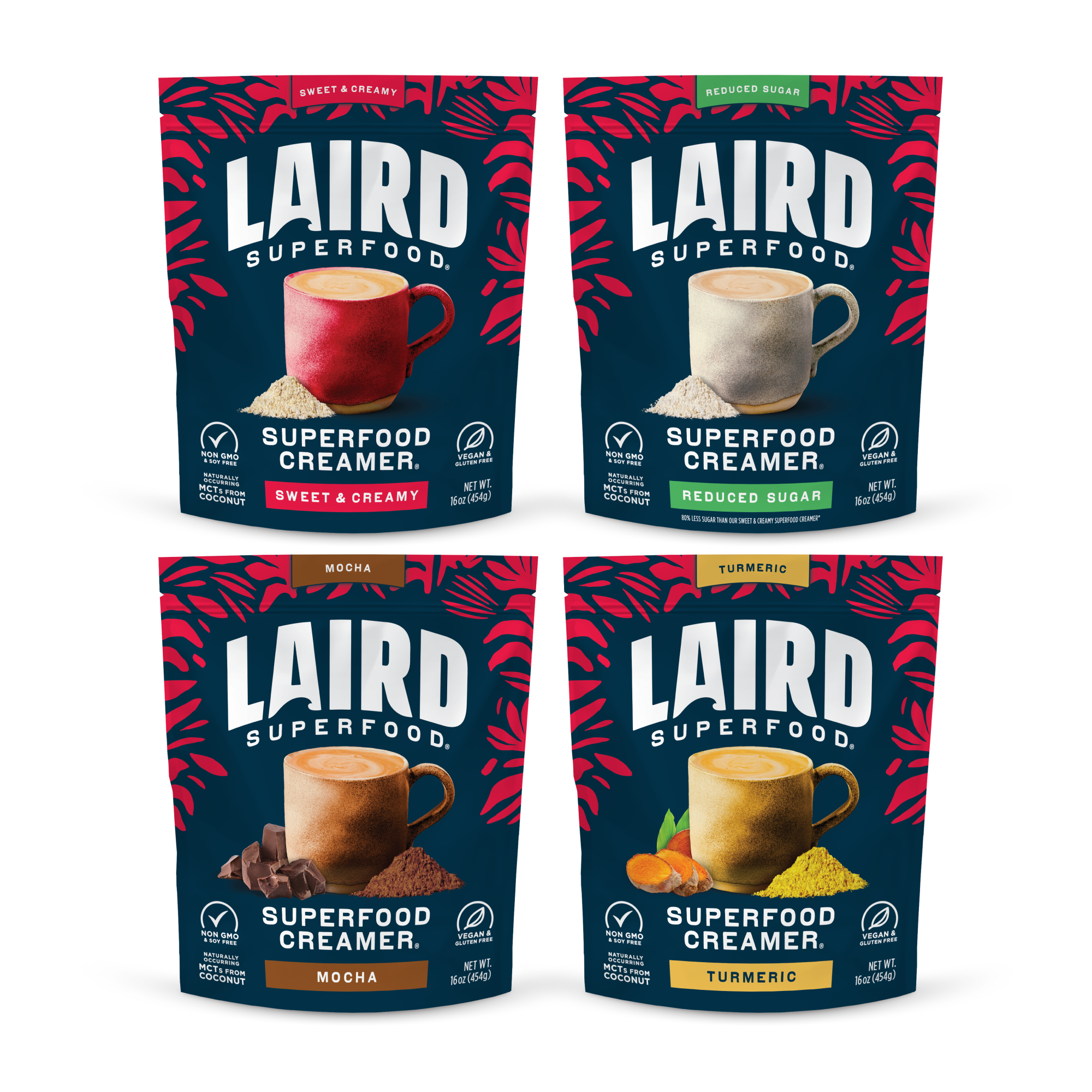 Superfood Creamer® 4-Pack Bundle: Sweet and Creamy, Mocha, Turmeric, and Reduced Sugar